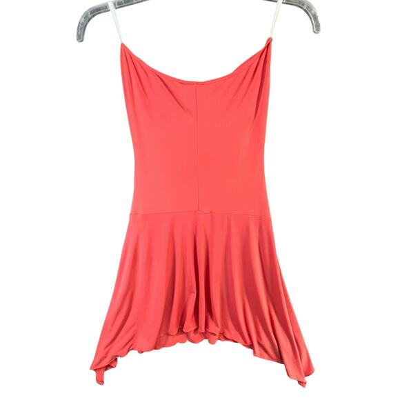 Rhapsody Y2K Strapless Dress Womens M Orange Bandeau Stretch Shark Bite Coquette - Picture 7 of 15